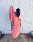 STRANDHANDTUCH - BADETUCH - 'RIVA' - CORAL/NAVY