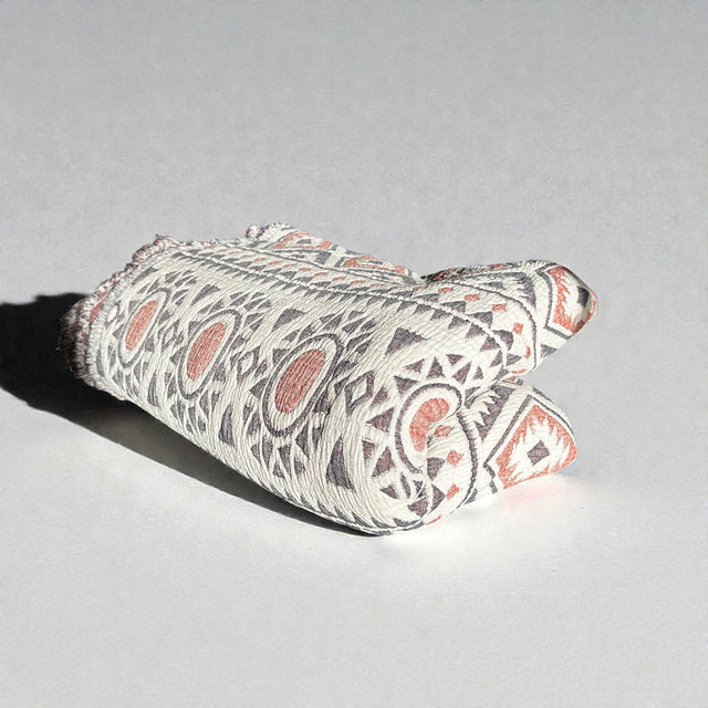 CALMA Musselin Decke - Rot-Grau-Weiß - 2,30 x 2,60 m