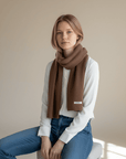 Merino-Wollschal 'NURA' - Nussbraun