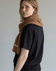 Merino-Wollschal 'NURA' - Nussbraun