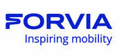 Blaues FORVIA-Logo, darunter der Slogan "Inspiring mobility" in blauer Schrift auf weißem Hintergrund.