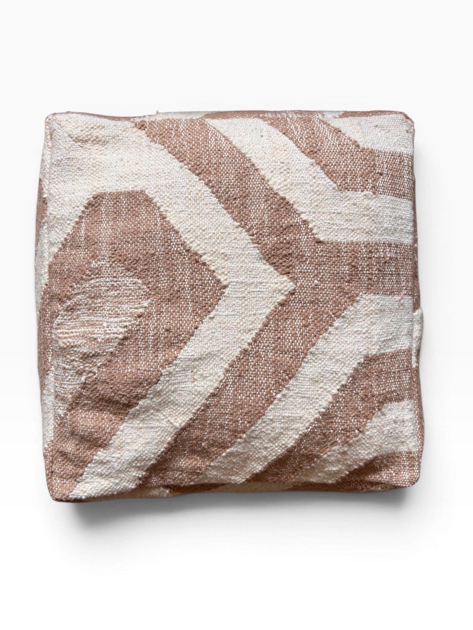 LEY! Bodenkissen - Classic Line - Muto I: handgefertigt, beige-weiß zickzack, Marrakesch-Stil.