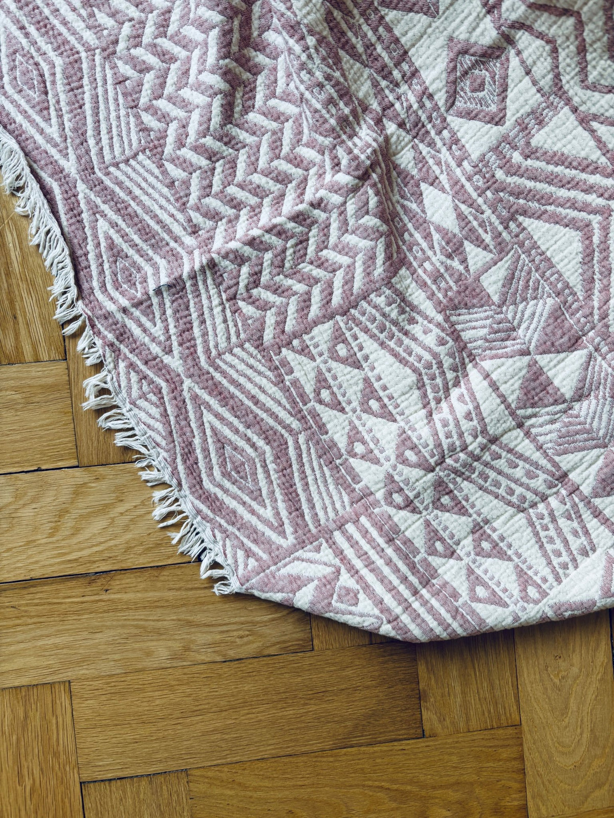 IKAT Musselin Decke - Altrosa - 1,50 x 2,40 m