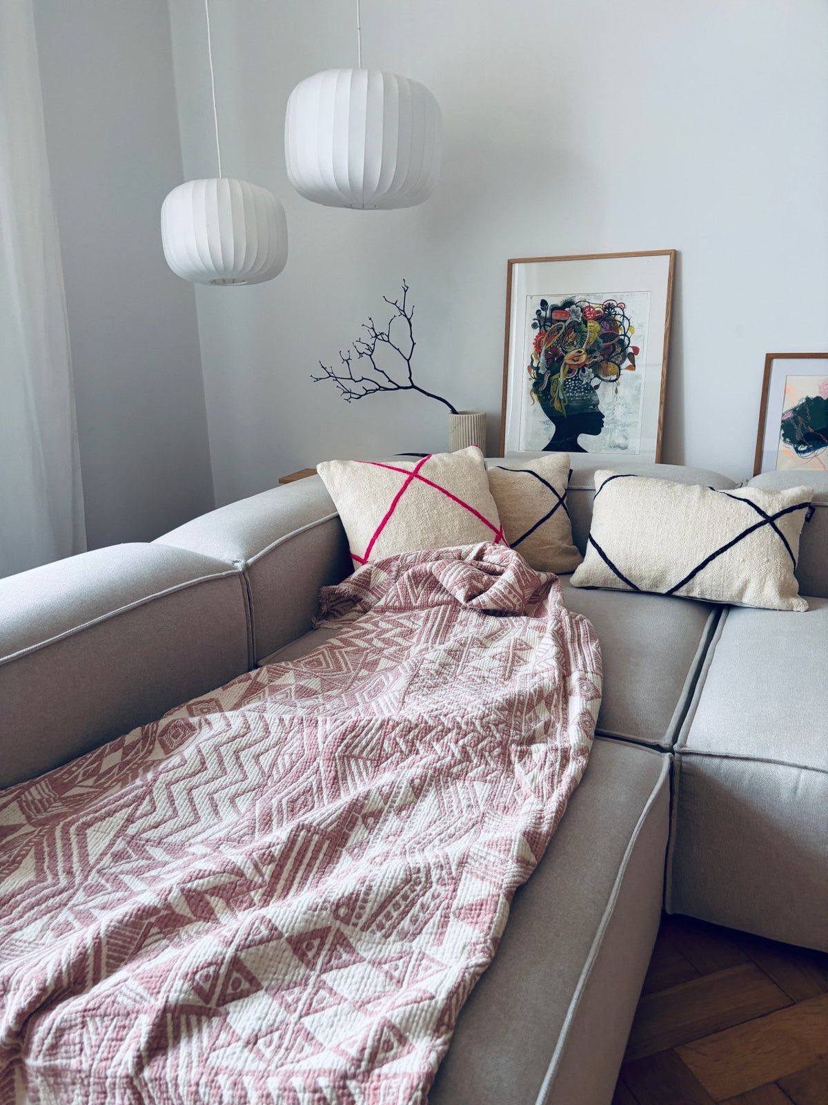 IKAT Musselin Decke - Altrosa - 1,50 x 2,40 m