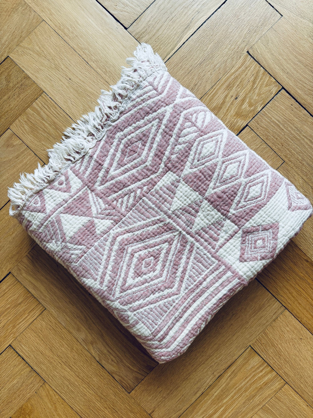 IKAT Musselin Decke - Altrosa - 1,50 x 2,40 m