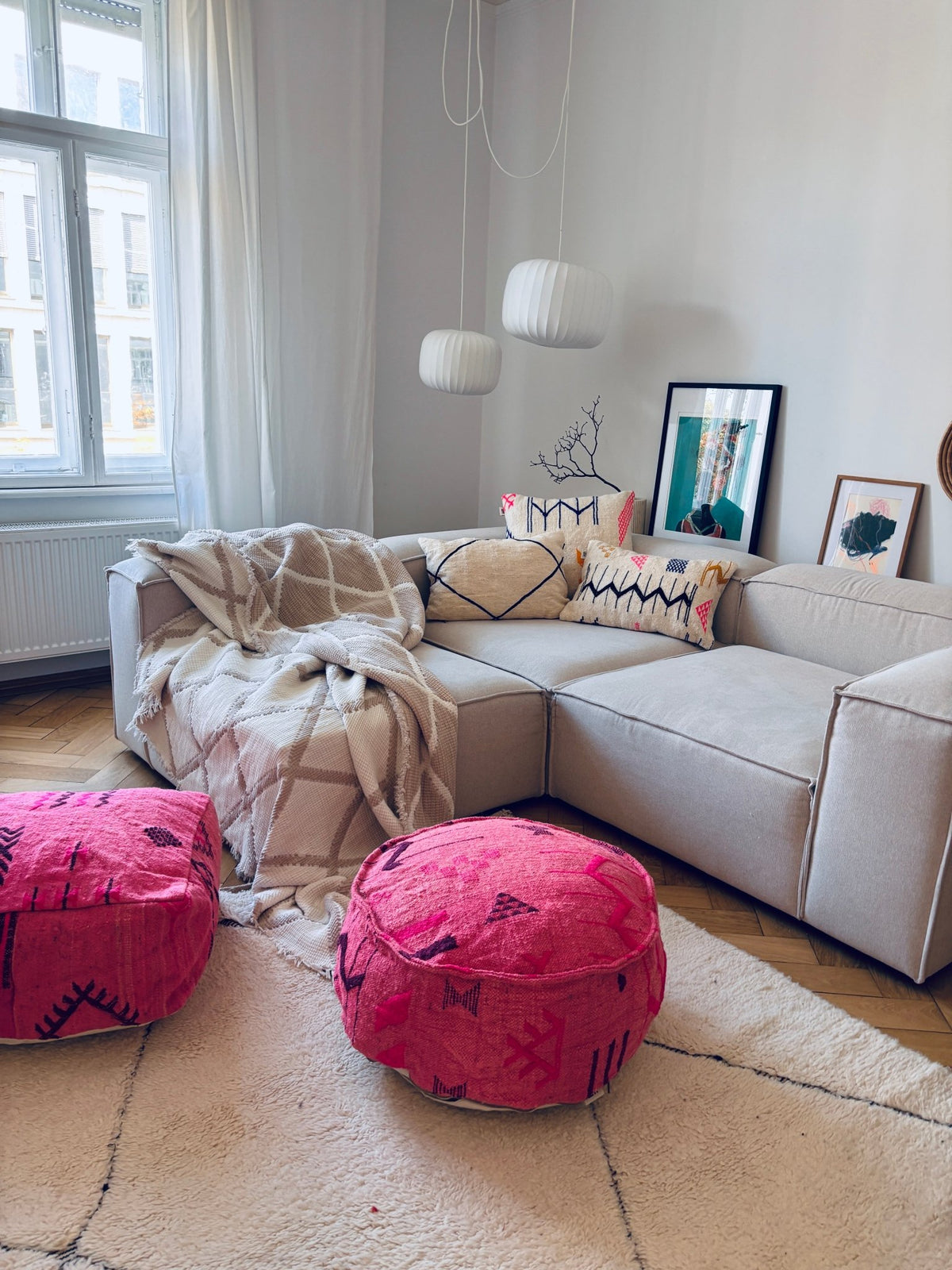 Bodenkissen - Colorful Line Round - Pink Edition