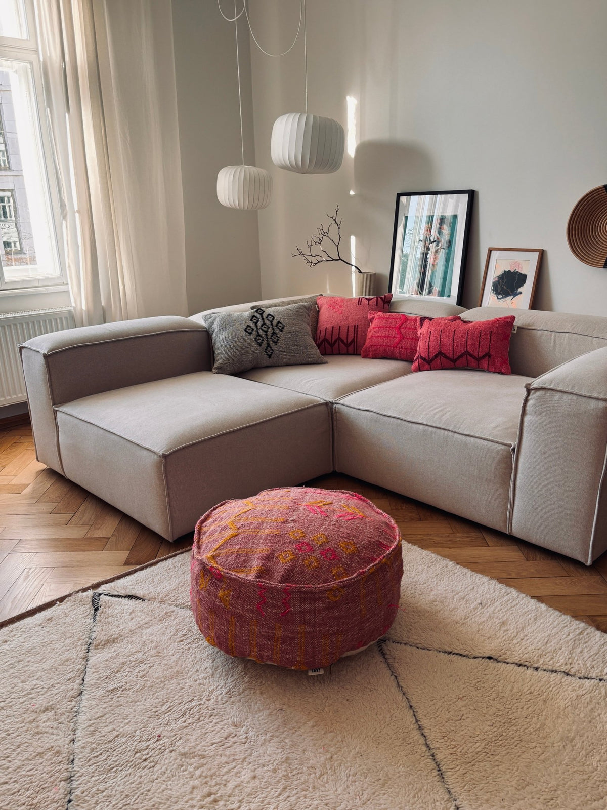 Bodenkissen - Colorful Line Round - Pink Edition