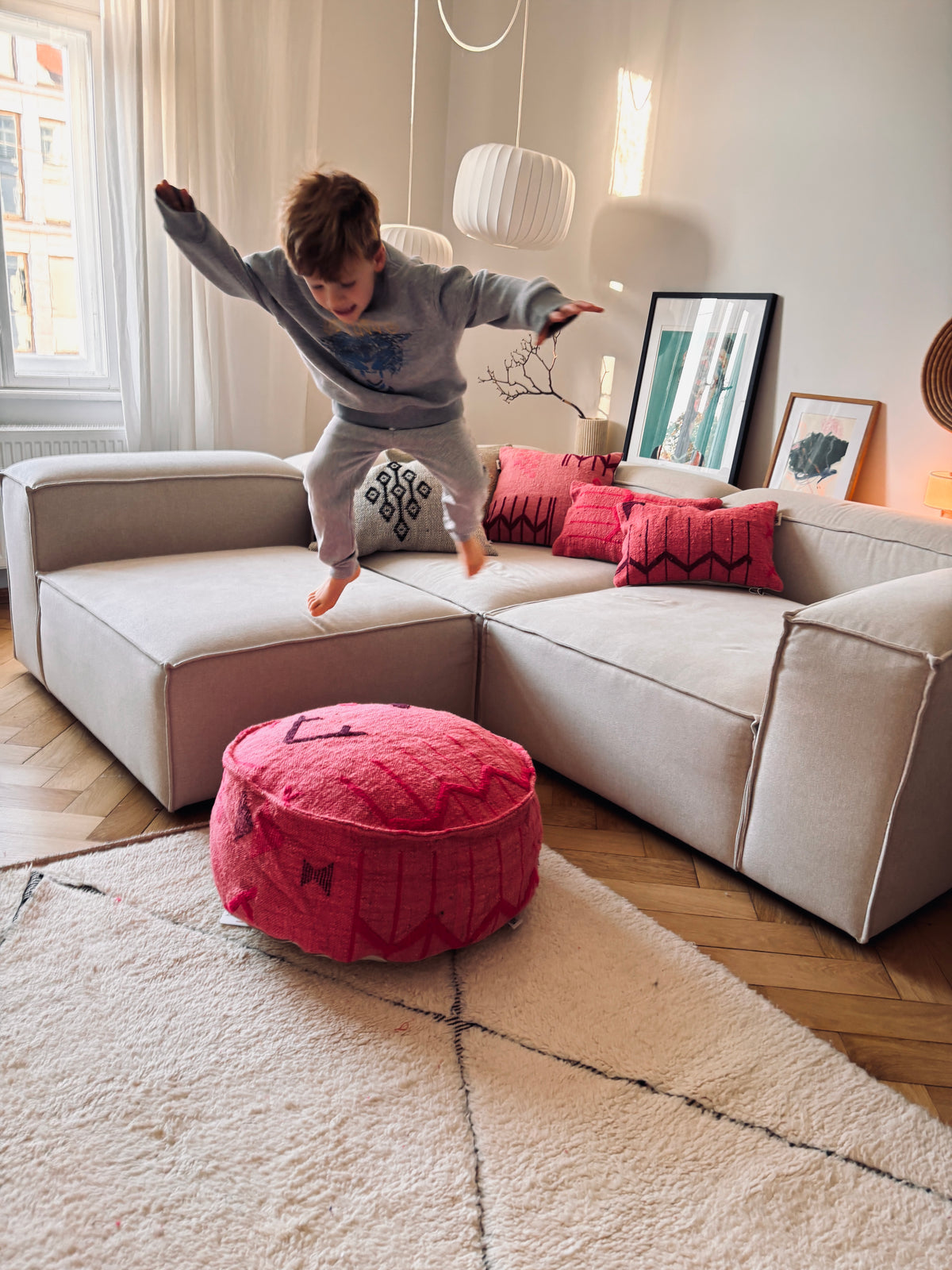 Bodenkissen - Colorful Line Round - Pink Edition