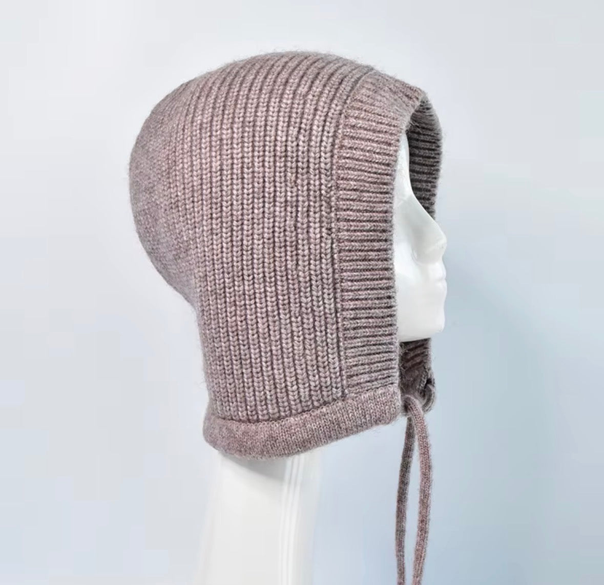 Balaclava 'Alva' aus Wolle - Lilagrau