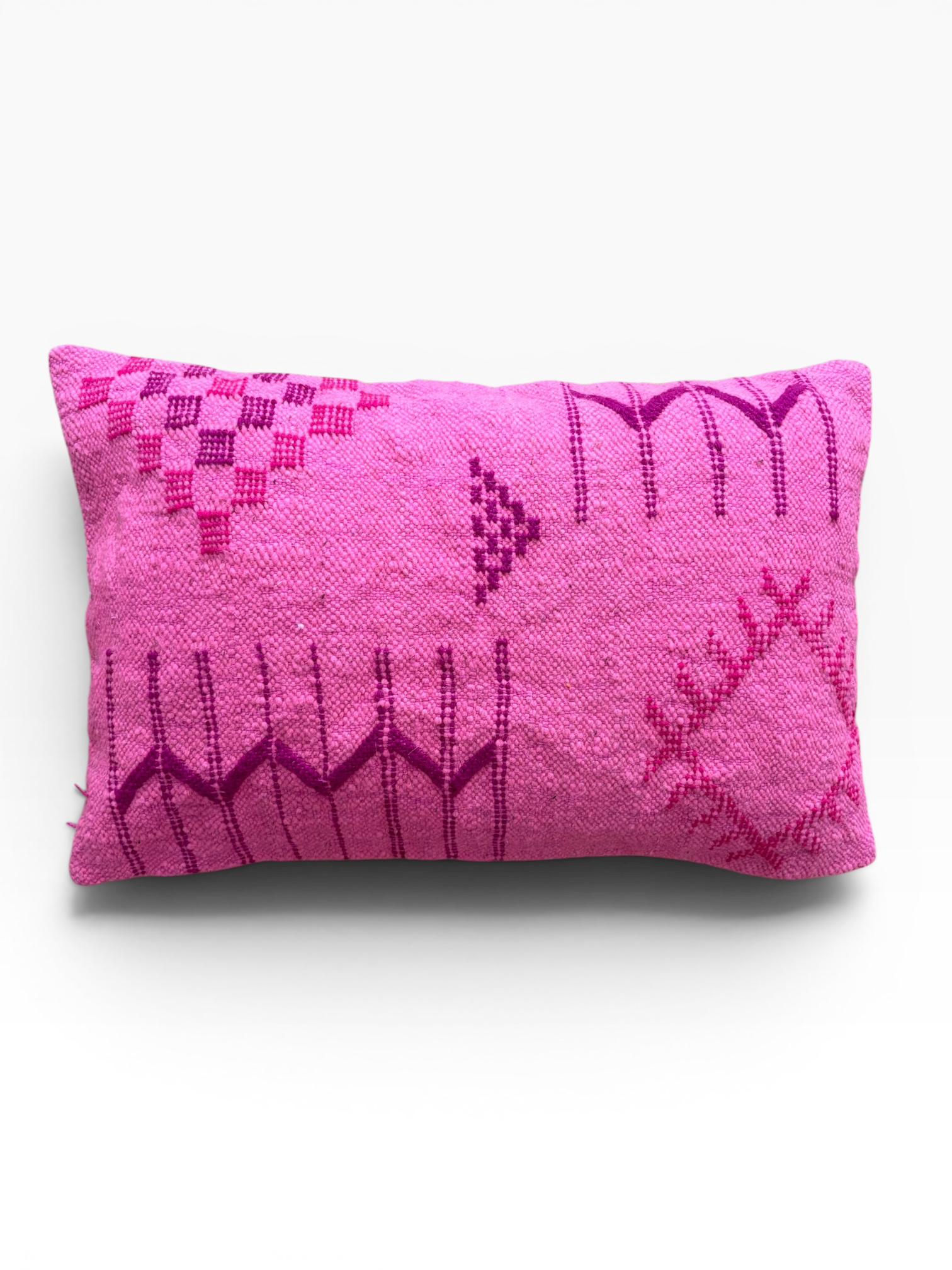 LEY! Colorful Line Pink Edition Kissen, 40 x 60, rechteckig, mit violetten geometrischen Mustern auf weißem Hintergrund.