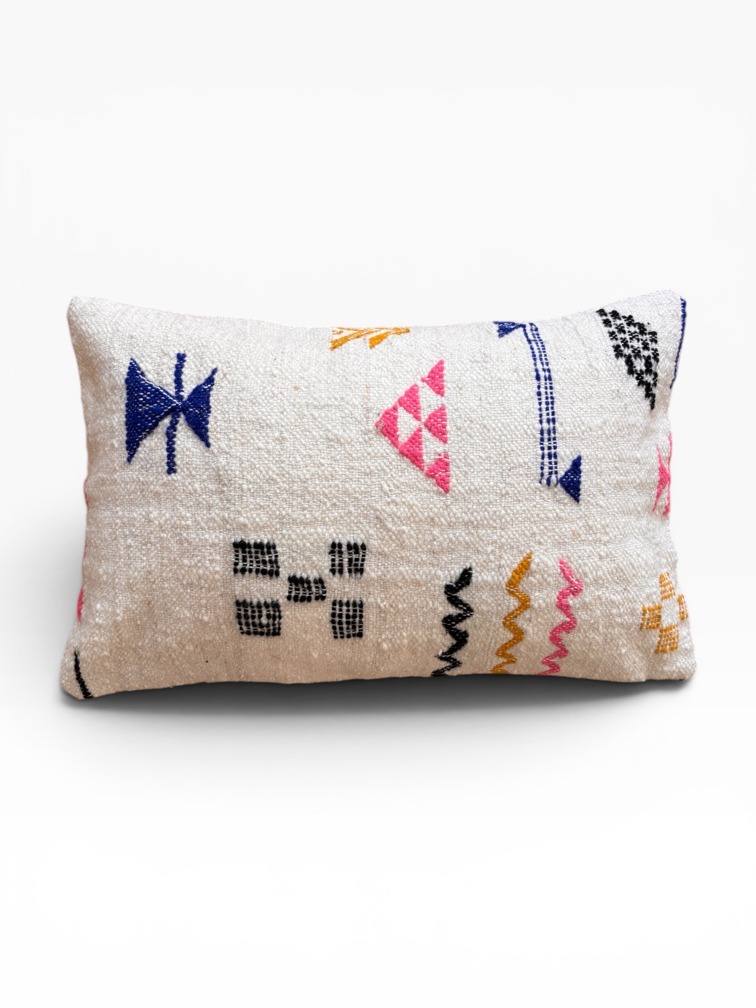 LEY! Kissen – Colorful Line, 40 x 60 cm, handgefertigt aus Schurwolle mit buntem geometrischem Muster.