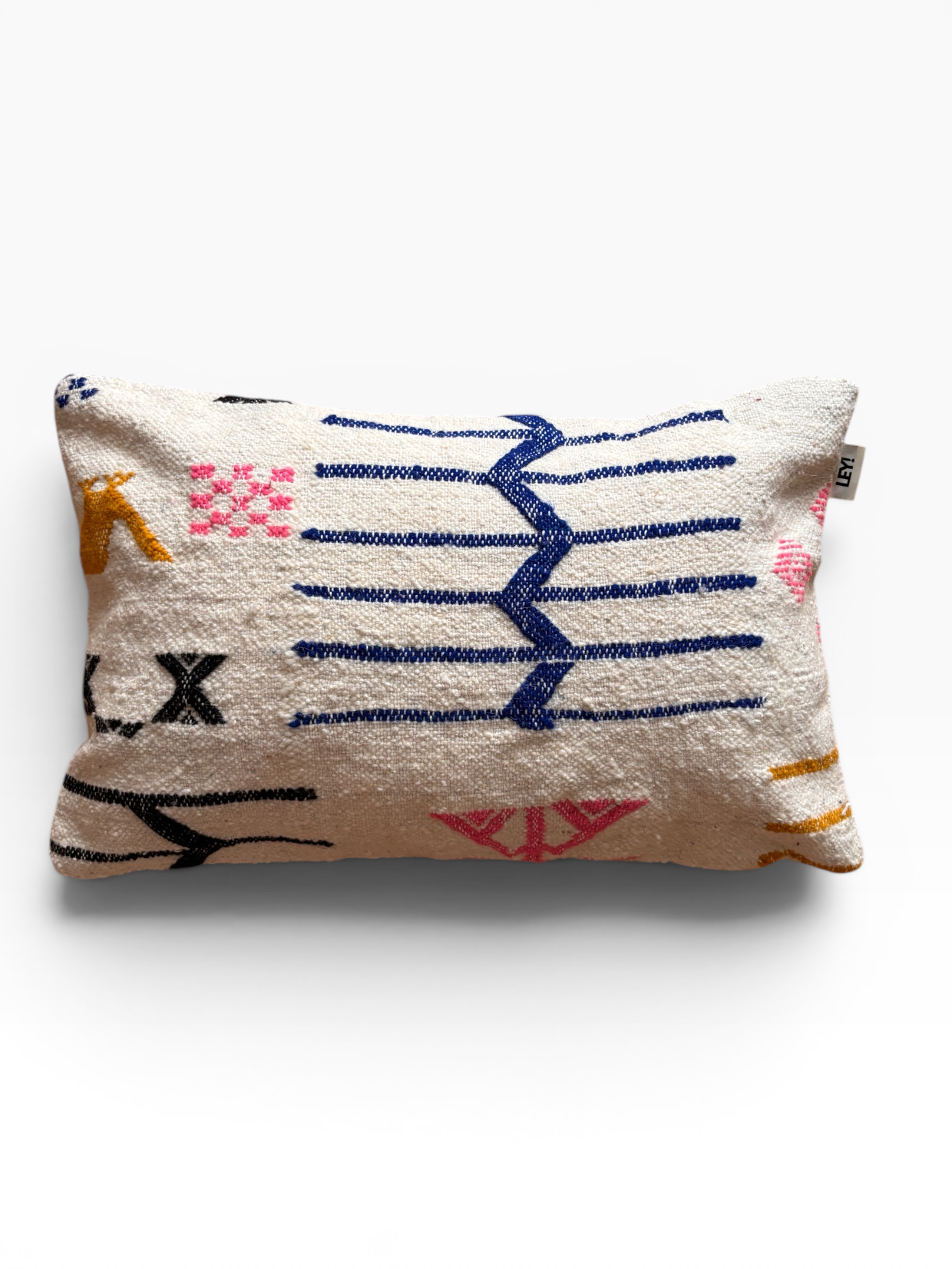 LEY! Kissen – Colorful Line 40x60: geometrisches Design im Marrakesch-Stil, handgefertigt auf cremefarbenem Stoff von LEY!.