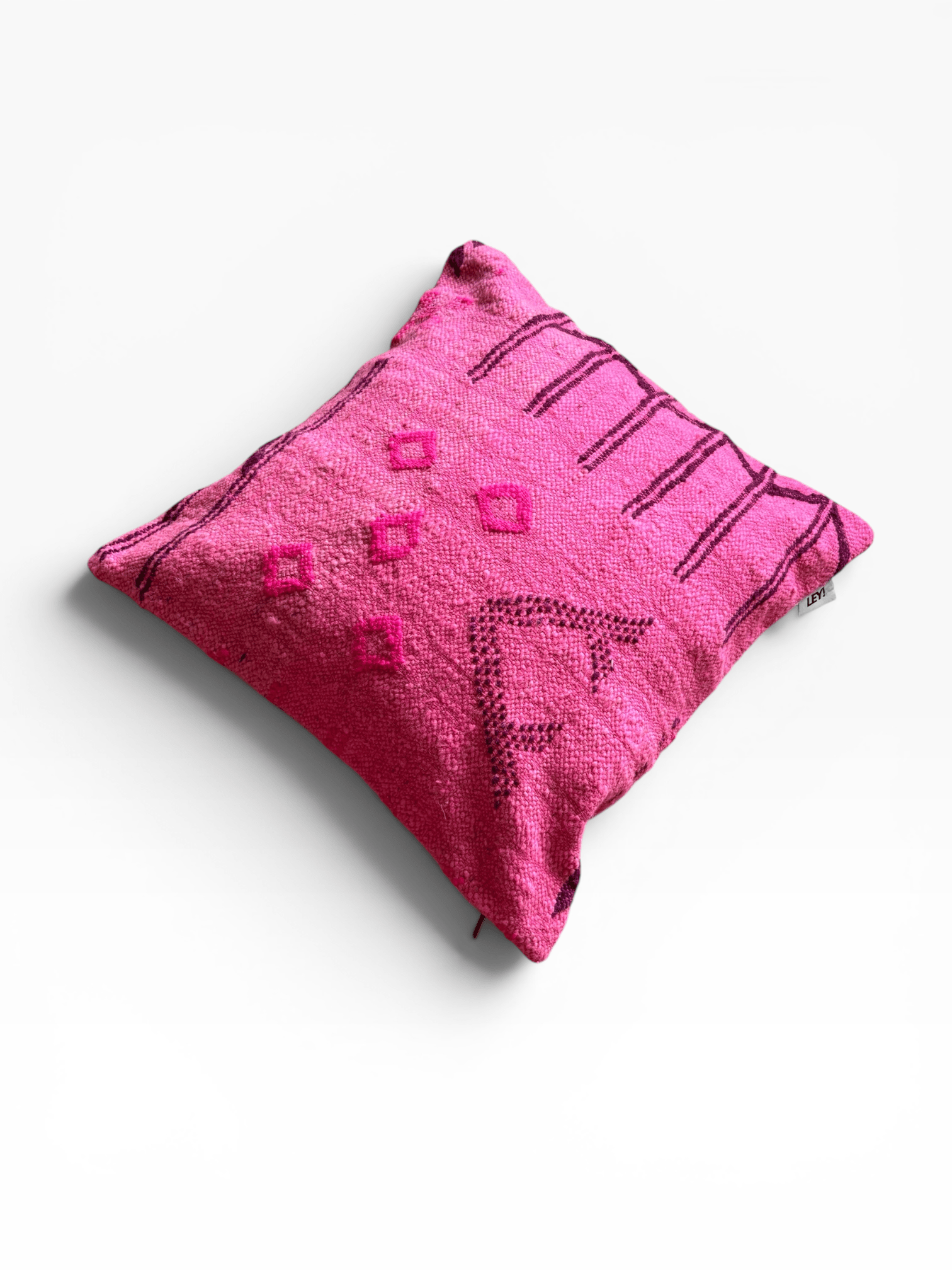 LEY! Kissen – Colorful Line Pink Edition, 50 x 50 cm, kräftige rosa Muster auf weißem Hintergrund. Marke: LEY!.