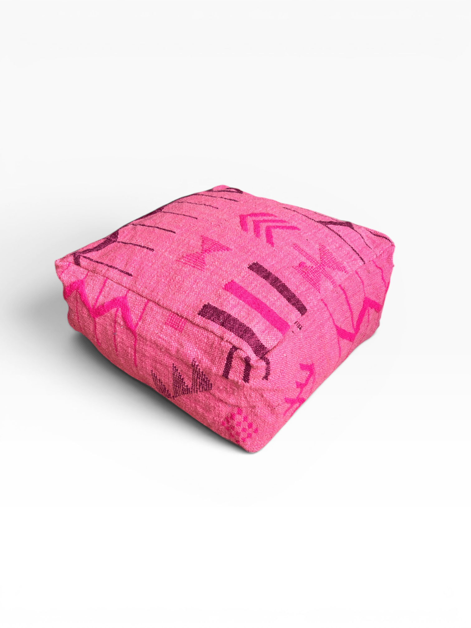 Das LEY! Bodenkissen – Colorful Line – Pink Edition verleiht Ihrem Raum stilvolle violette Muster.