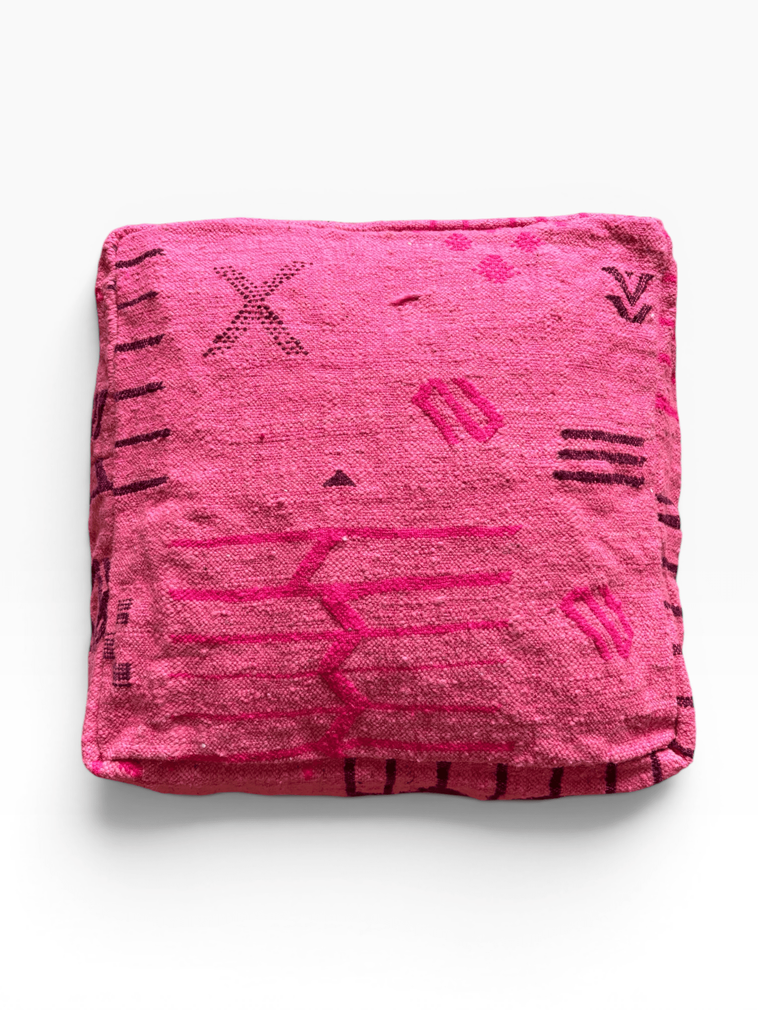 LEY! Bodenkissen – Colorful Line Pink Edition mit abstrakten Mustern und Struktur, abgebildet auf weißem Untergrund.
