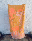 STRANDHANDTUCH - BADETUCH - 'RIVA' PEACH/GELB