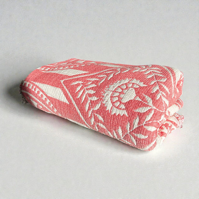 CALMA Musselin Decke - Rot-Weiß - 2,15 x 2,30 m