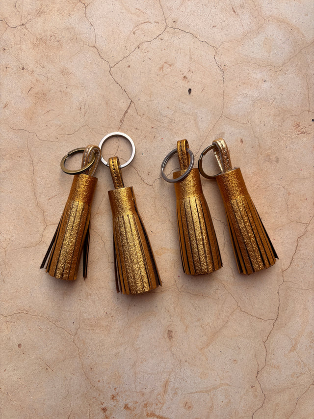 Leder-Schlüsselanhänger - gold