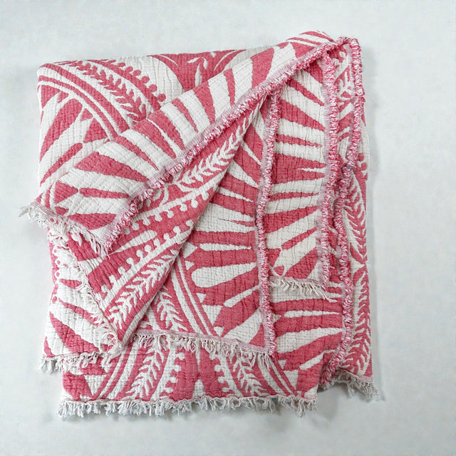 CALMA Musselin Decke - Rot-Weiß - 2,15 x 2,30 m