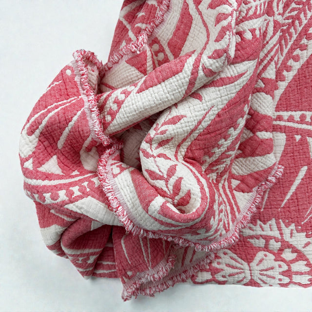 CALMA Musselin Decke - Rot-Weiß - 2,15 x 2,30 m