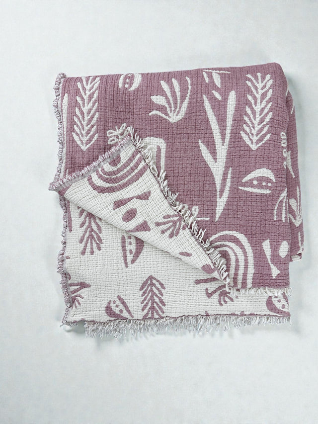 CALMA Musselin Decke - Rosé-Weiß - 2,30 X 2,40 m