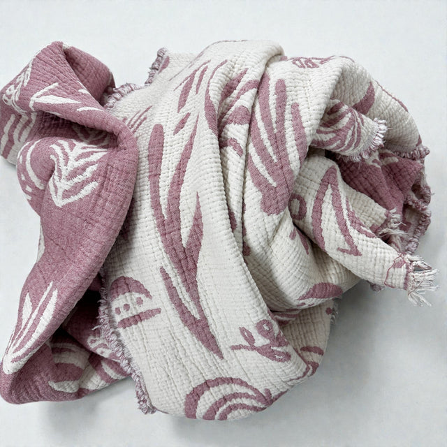 CALMA Musselin Decke - Rosé-Weiß - 2,30 X 2,40 m