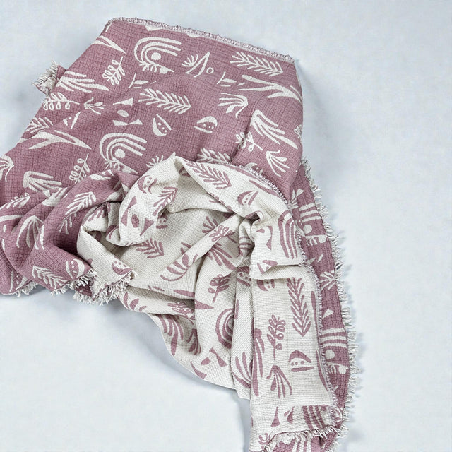 CALMA Musselin Decke - Rosé-Weiß - 2,30 X 2,40 m