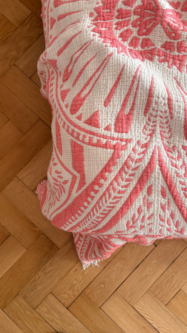 CALMA Musselin Decke - Rot-Weiß - 2,15 x 2,30 m