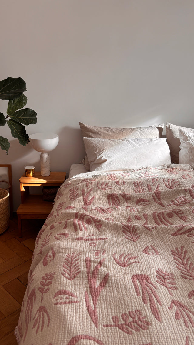 CALMA Musselin Decke - Rosé-Weiß - 2,30 X 2,40 m