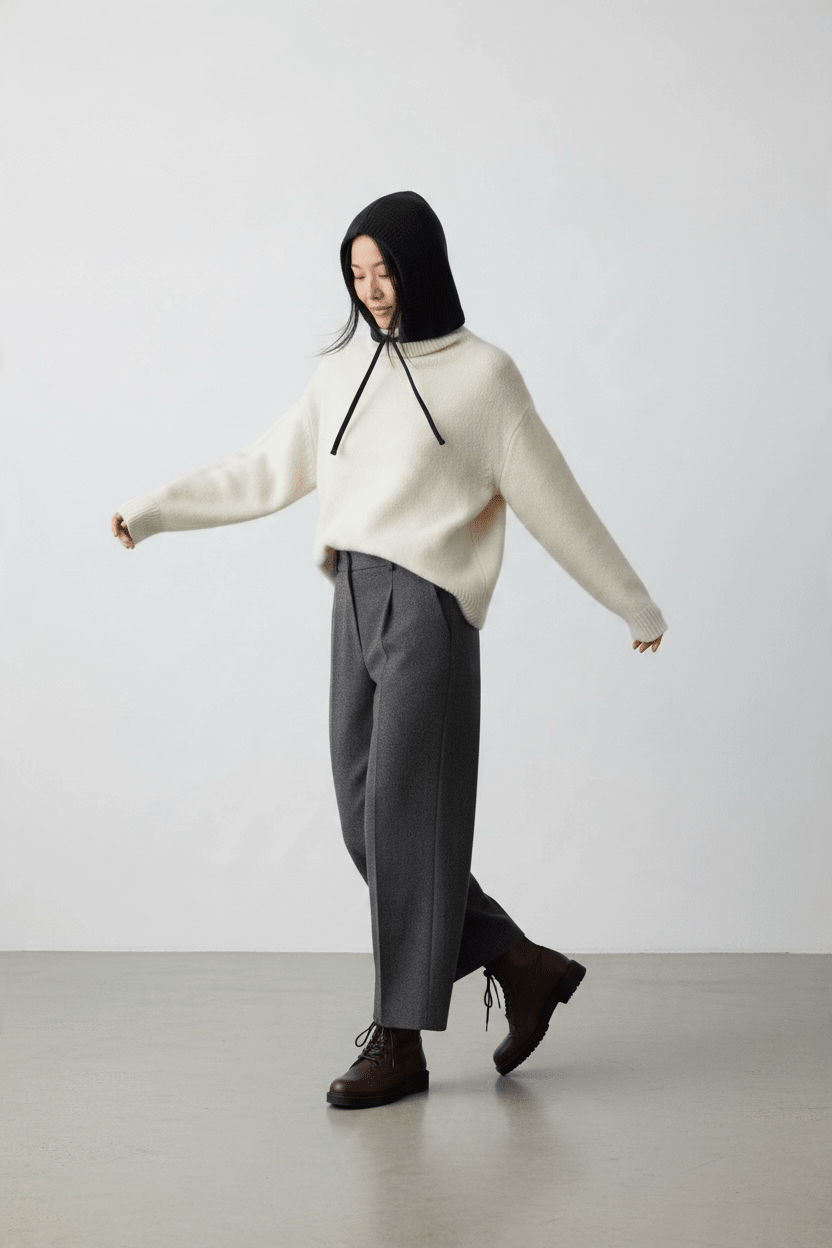 Balaclava 'Alva' aus Wolle - Schwarz