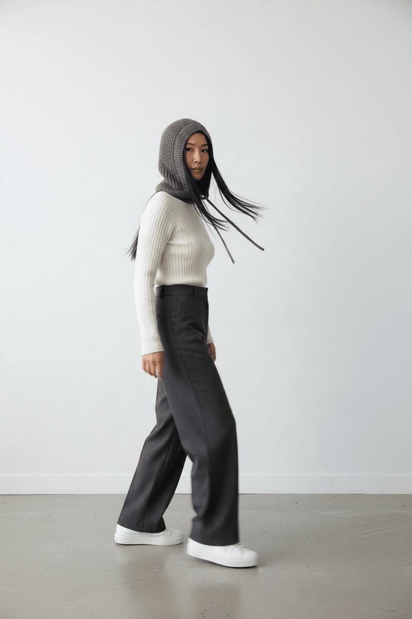 Balaclava 'Alva' aus Wolle - Toffee