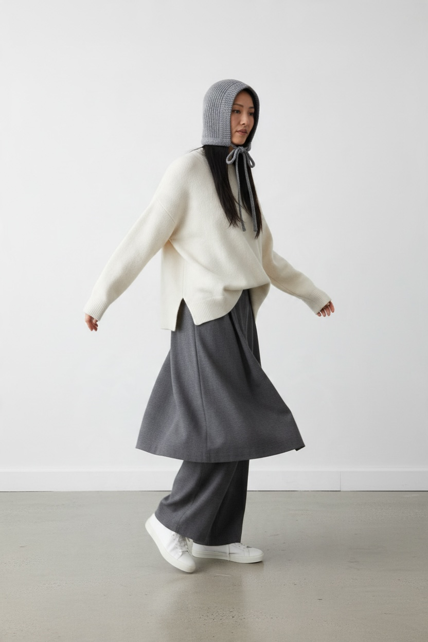 Balaclava 'Alva' aus Wolle - Grau