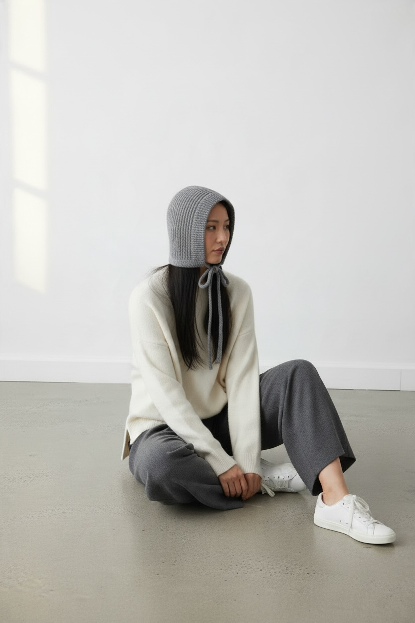 Balaclava 'Alva' aus Wolle - Grau