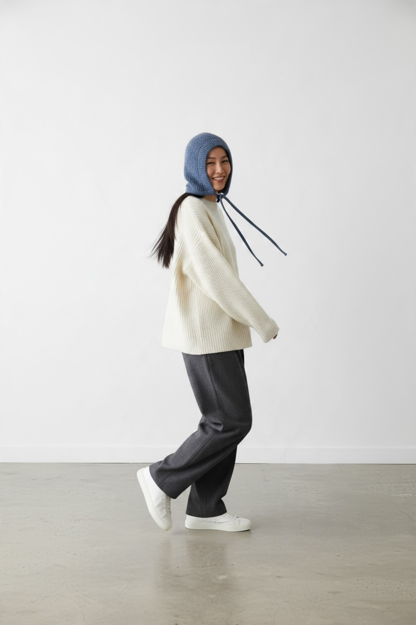 Balaclava 'Alva' aus Wolle - Blau