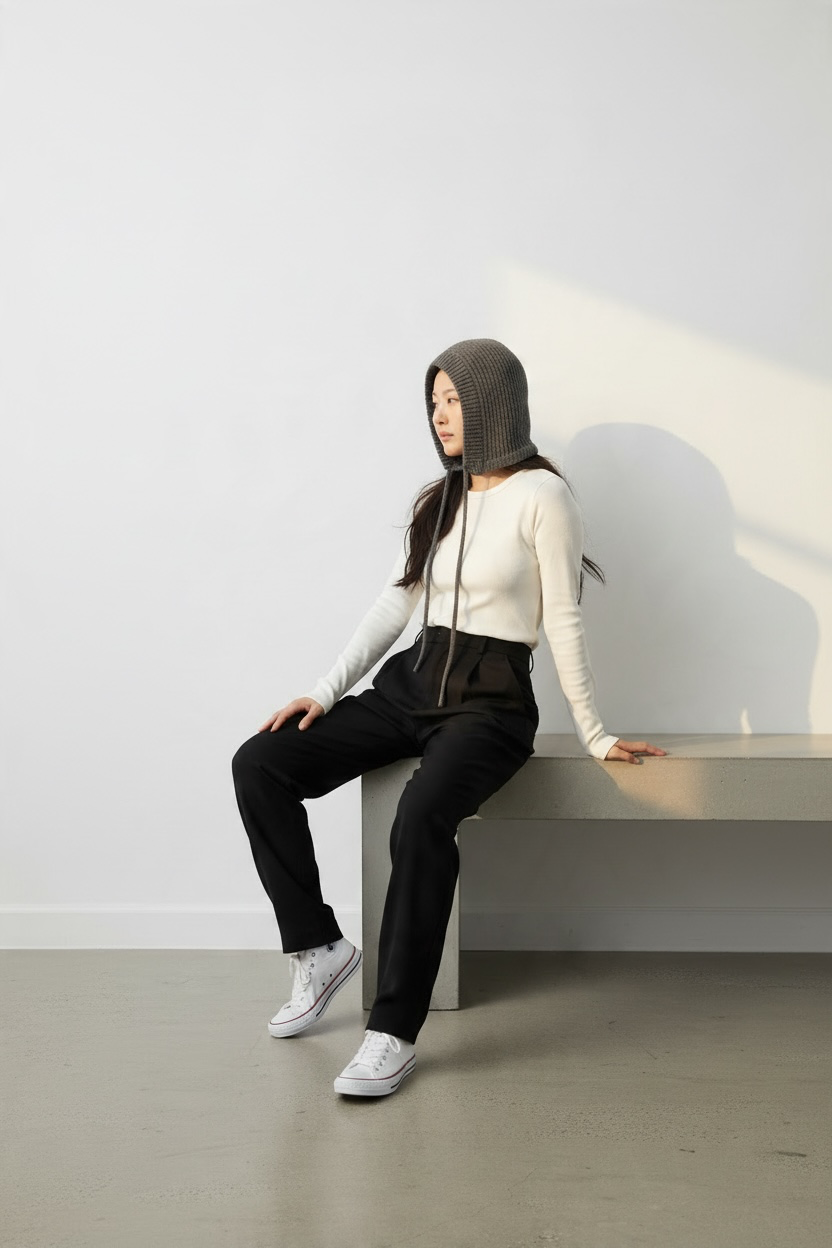 Balaclava 'Alva' aus Wolle - Oliv